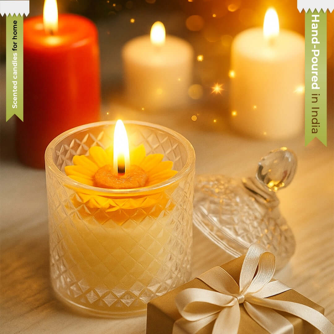 Sunny Sunflower scented candle - Lifestyle Image of Sunny Sunflower scented Candle