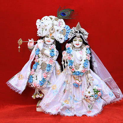 Eternal Blossom – Royal Radha Krishna in White Divine Attire