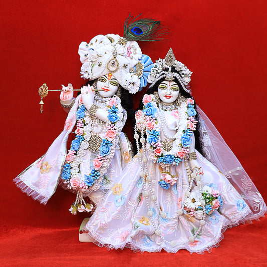 Eternal Blossom – Royal Radha Krishna in White Divine Attire
