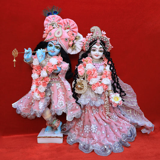 Eternal Blossom – Royal Radha Krishna in Pink Divine Attire