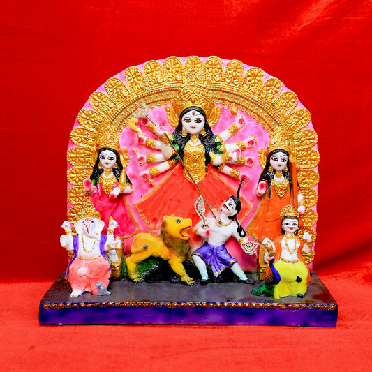 Maa Durga Mahishasura Mardini – Devotional Navdurga Idol Set with Family