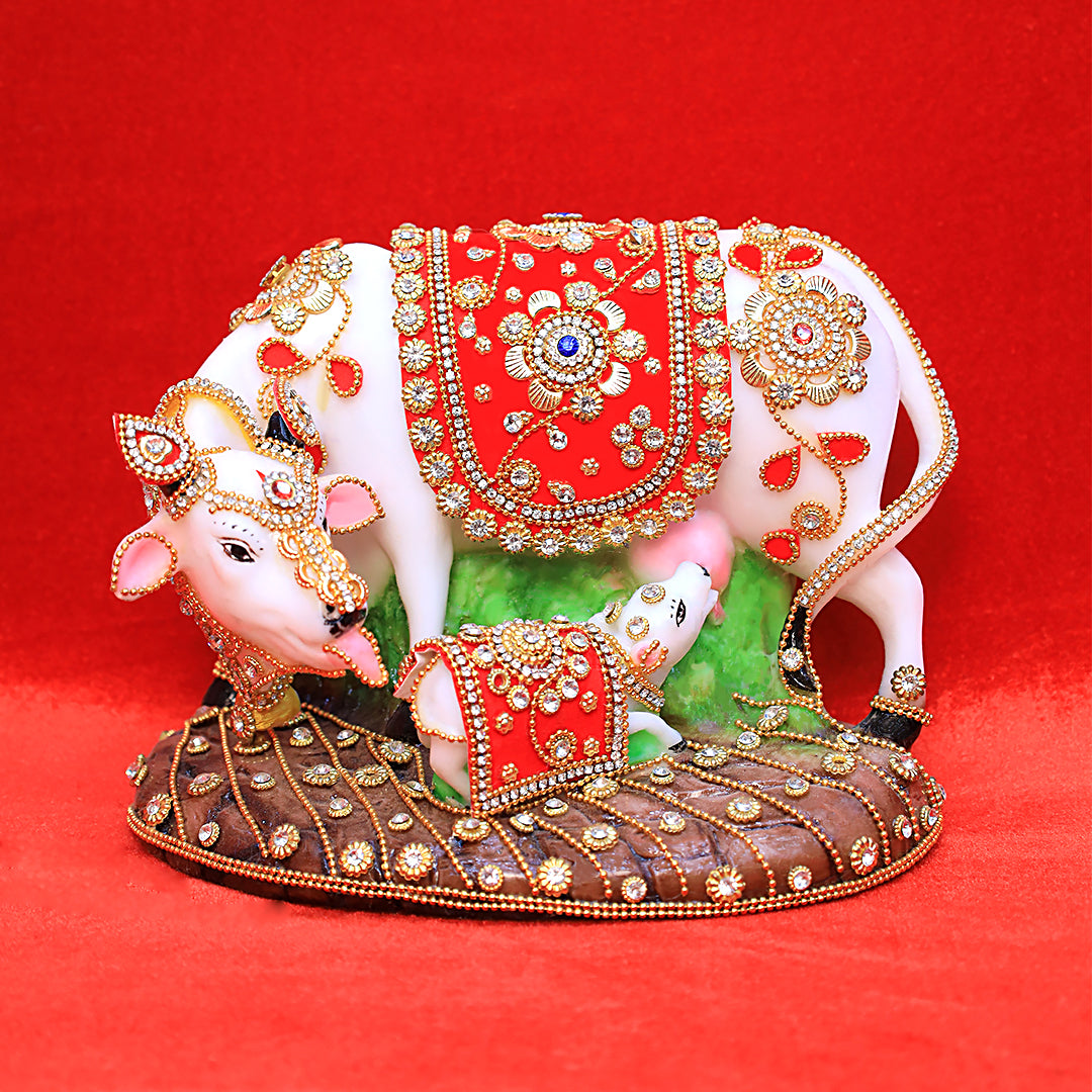 Kamadhenu & Calf – The Bejeweled Divine Cow of Prosperity and Blessings