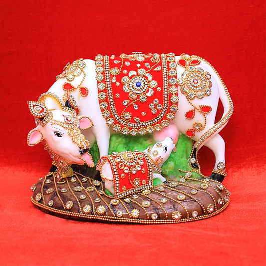 Kamadhenu & Calf – The Bejeweled Divine Cow of Prosperity and Blessings