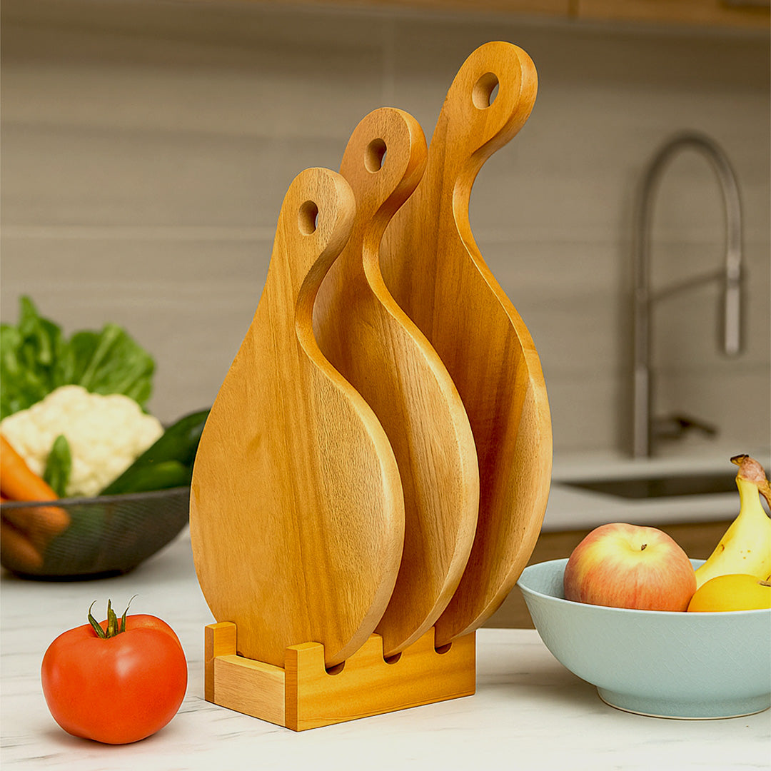Chop Champ Cutting Board Set with Wooden Stand