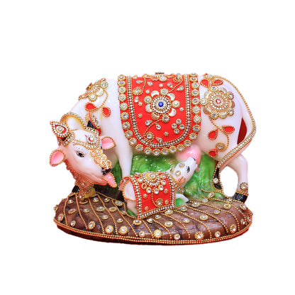 Kamadhenu & Calf – The Bejeweled Divine Cow of Prosperity and Blessings