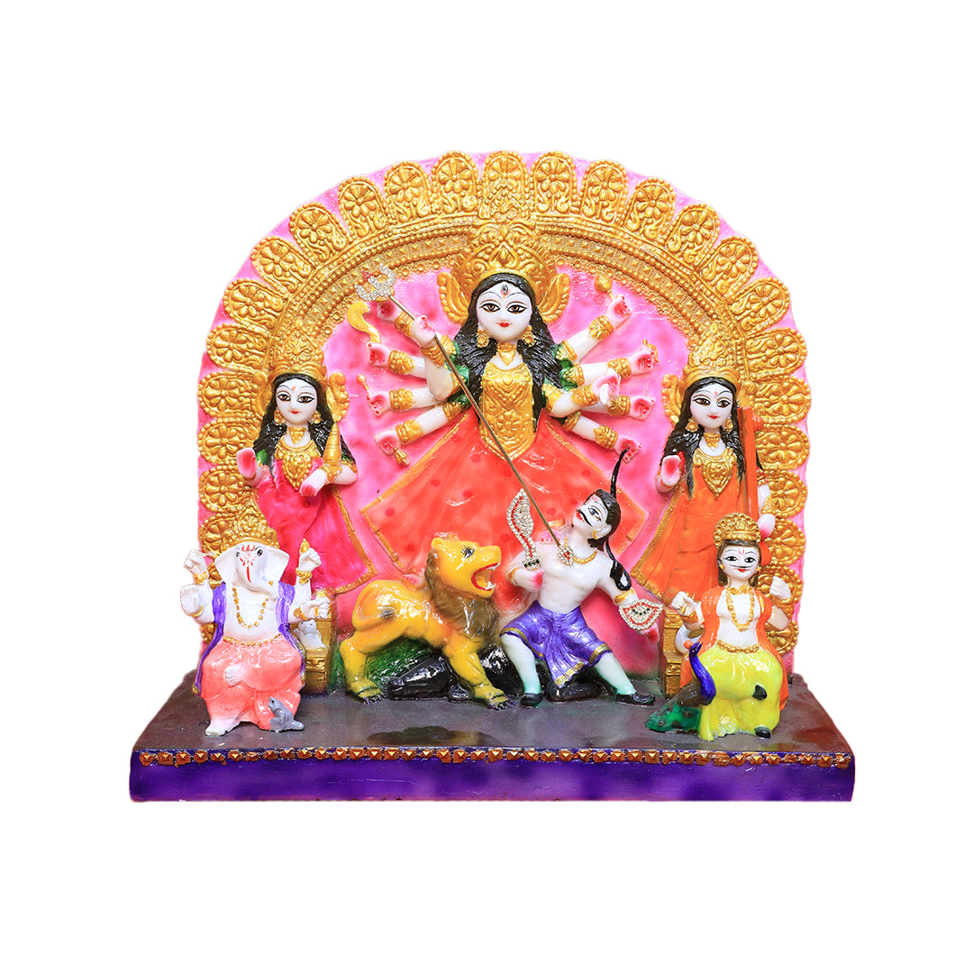 Maa Durga Mahishasura Mardini – Devotional Navdurga Idol Set with Family