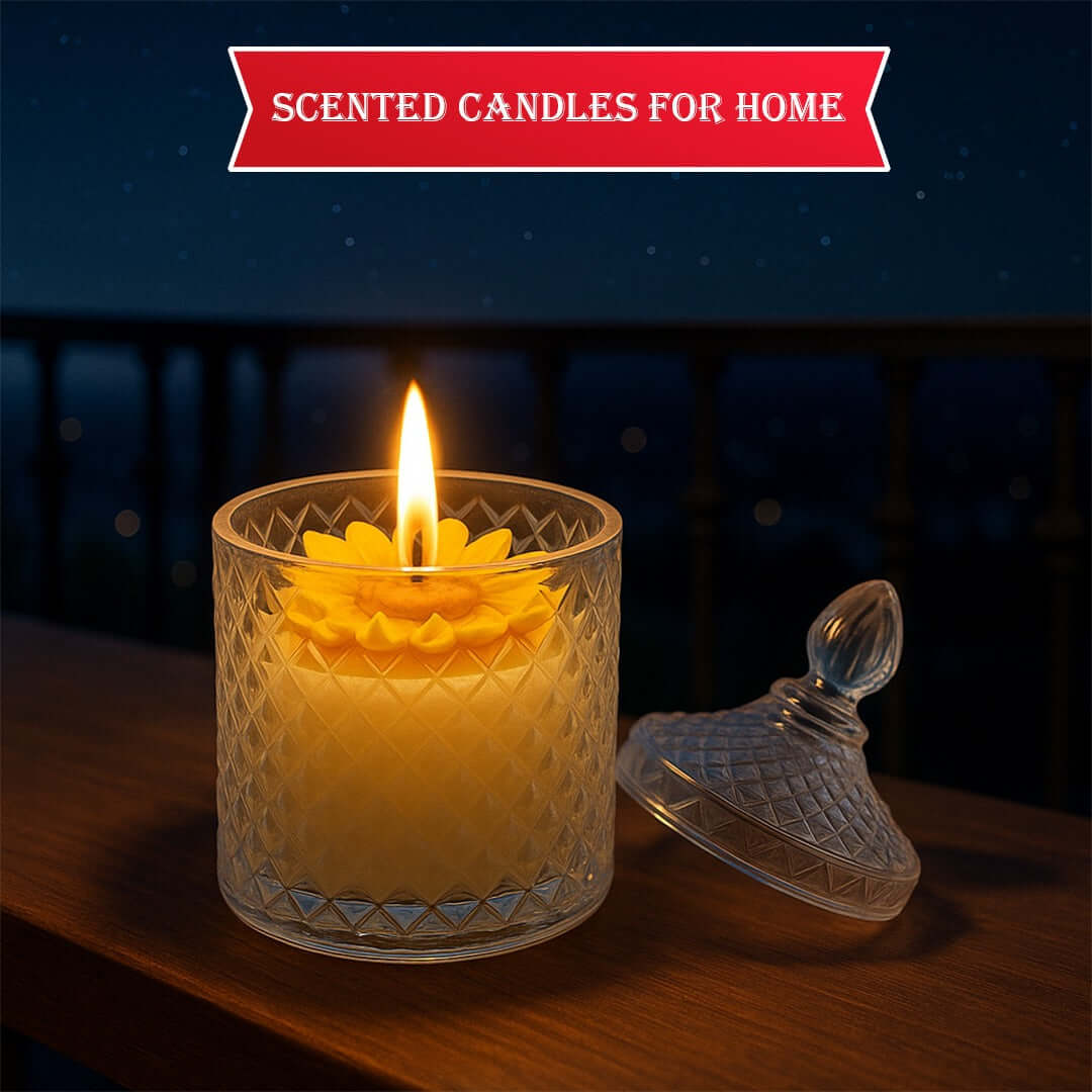 Sunny Sunflower scented candle - Scenic View of scented candle